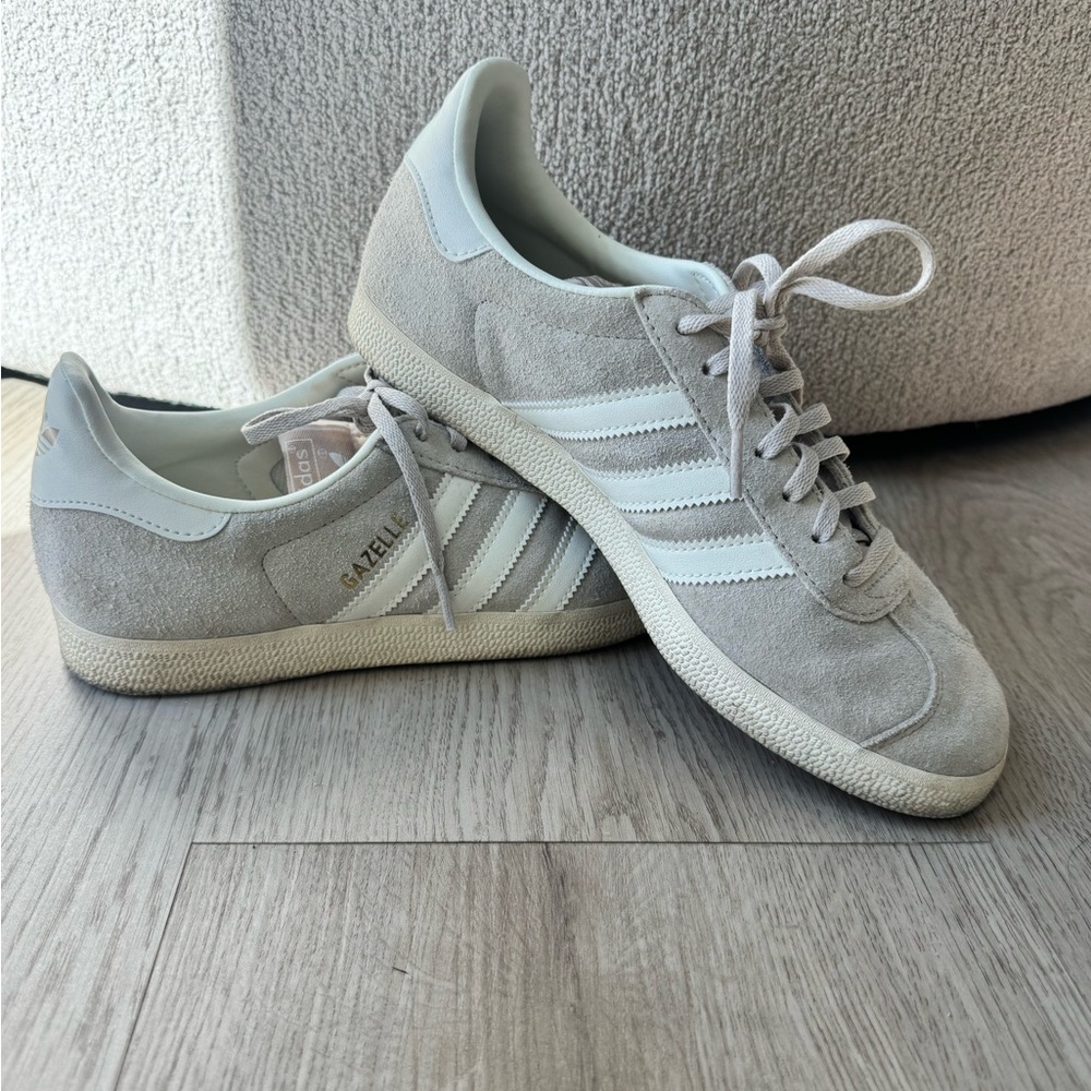 Adidas Light Gray Suede Sneakers with White Stripes
